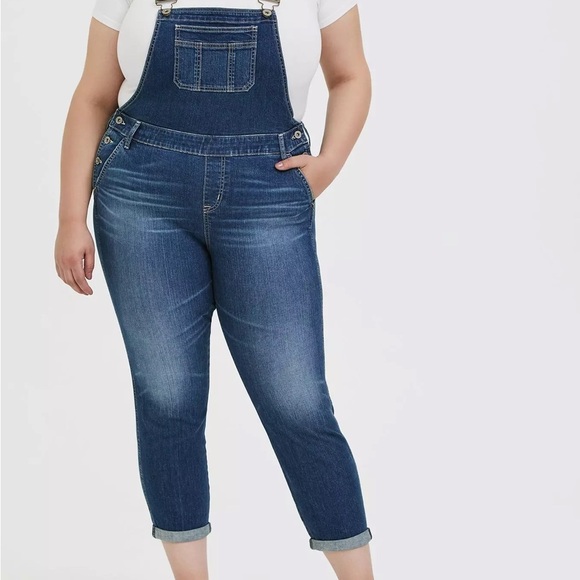 Torrid Womens 18 Denim Bib Overalls Straight Leg Farm Casual Barn Classic Plus - Picture 16 of 16